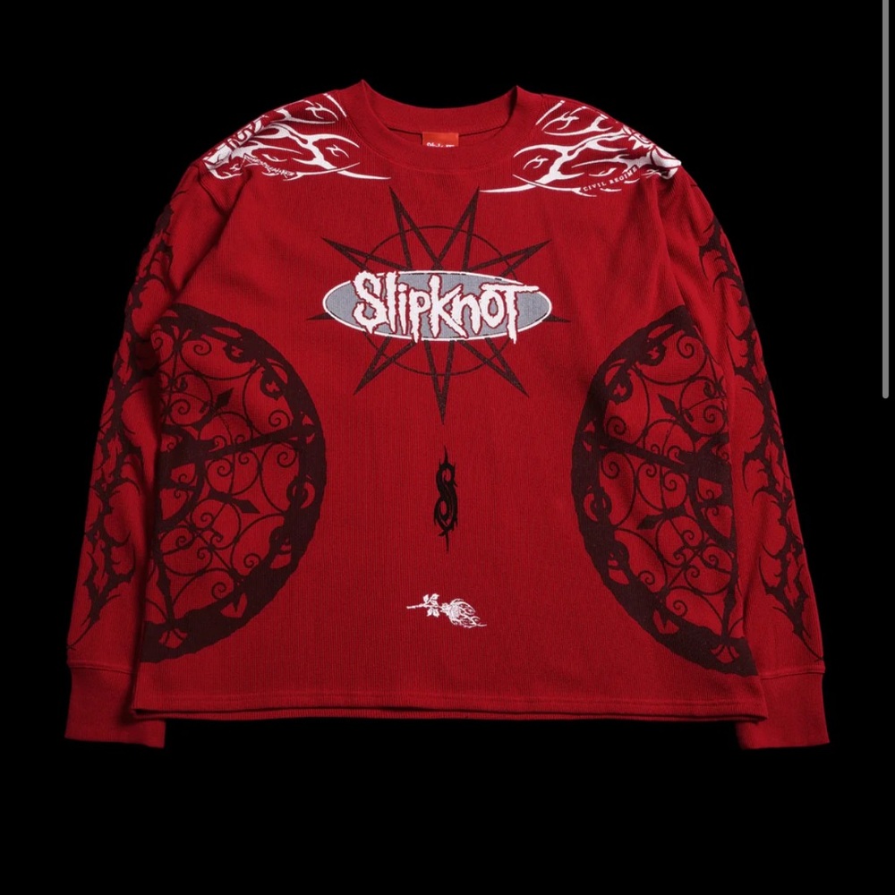 2XL Civil x SlipKnot Cruel World Obsidian Waffle Thermal in Equestrian Red